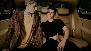 Hunk fucked in anal in the back seat of a car