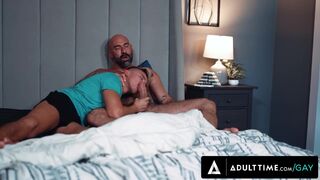 ADULT TIME - Bald Stepdaddy Drew Sebastian Accidentally Fucks His New Twink Stepson Carter DelRey!