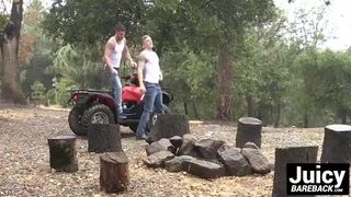 Outdoor bareback sex for Ashton McKay after a ATV ride