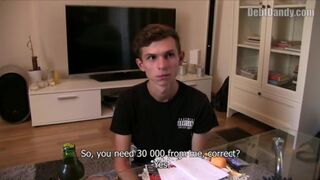 DEBT DANDY 259 - Slim Tiny Twink Gets On His Knees To Pay His Landlord