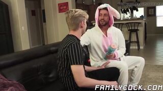 Twink seduced by stepfather with wet blowjob and fucked bare