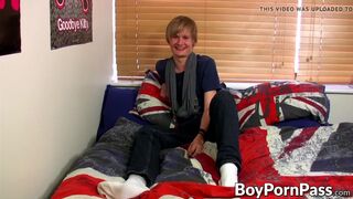 Horny and cute blond Brent Daley wanking his fat long dick