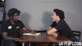 Muscle security officer ass drills gay guy after sensual BJ