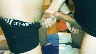 Two gay boys frotting, jerking off and cumming