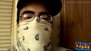 Thug jock strokes his straight cock before spilling jizz