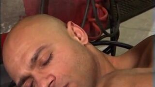 Randy cock sucking guy takes cumshot and getting ass rammed