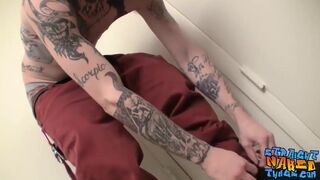 Straight twink jerks off and cums in his beer glass