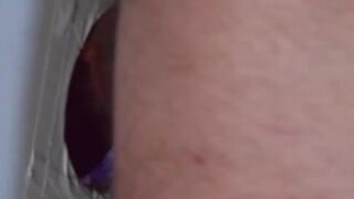 Hot - Little Bitch Sucks Huge Cock Through Glory Hole