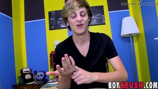 Luscious twink pleasing his ass with a big fat dildo