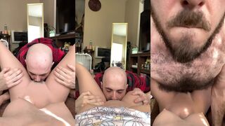 Female POV: hairy blue-eyed boyfriend interrupts you from your book to kiss you all over, eat your pussy, and fuck you